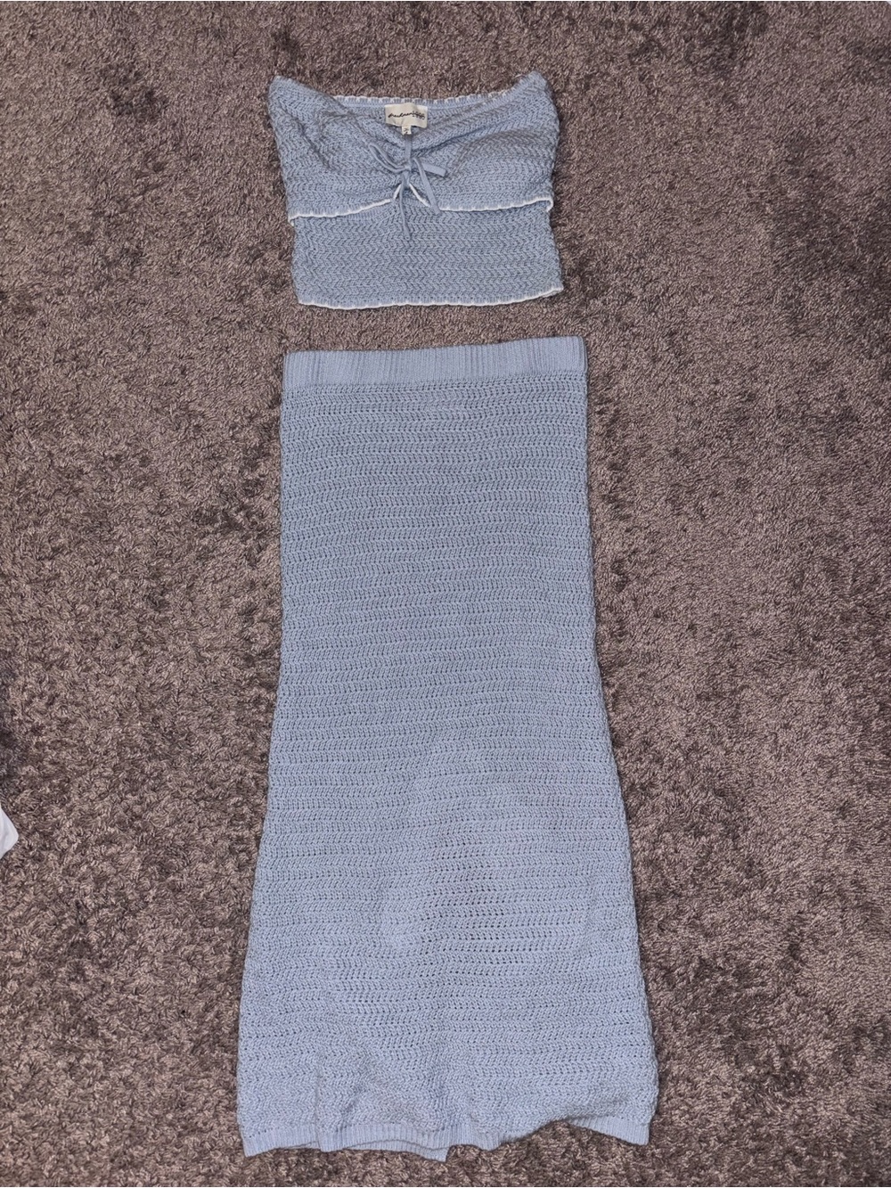 Light Blue Knit Set - Tube Top & Skirt - Picture 2 of 4